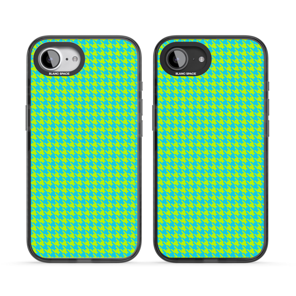 Neon Lime & Turquoise Houndstooth Pattern