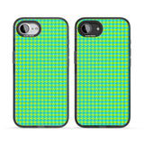 Neon Lime & Turquoise Houndstooth Pattern