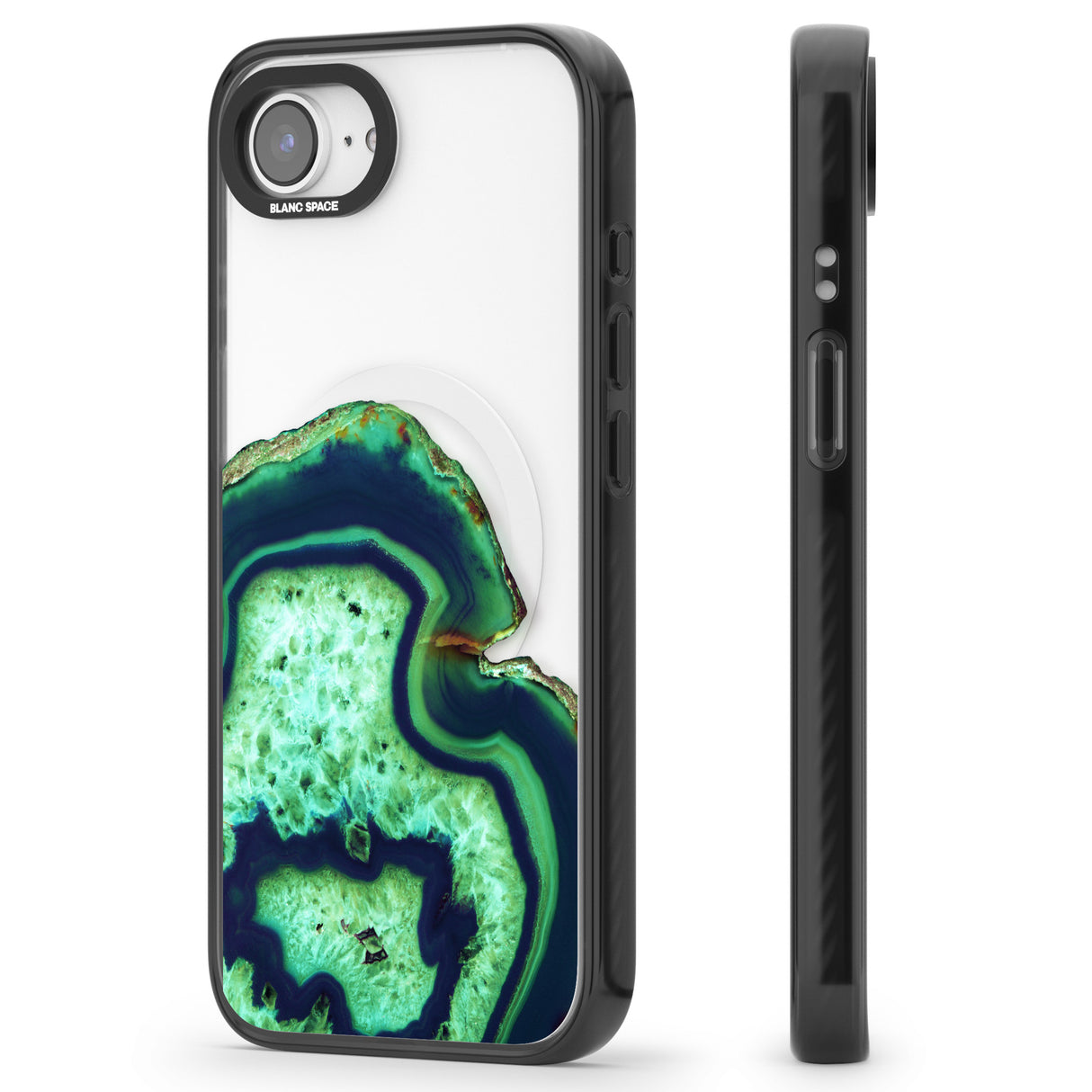 Neon Green & Blue Agate Crystal Transparent Design
