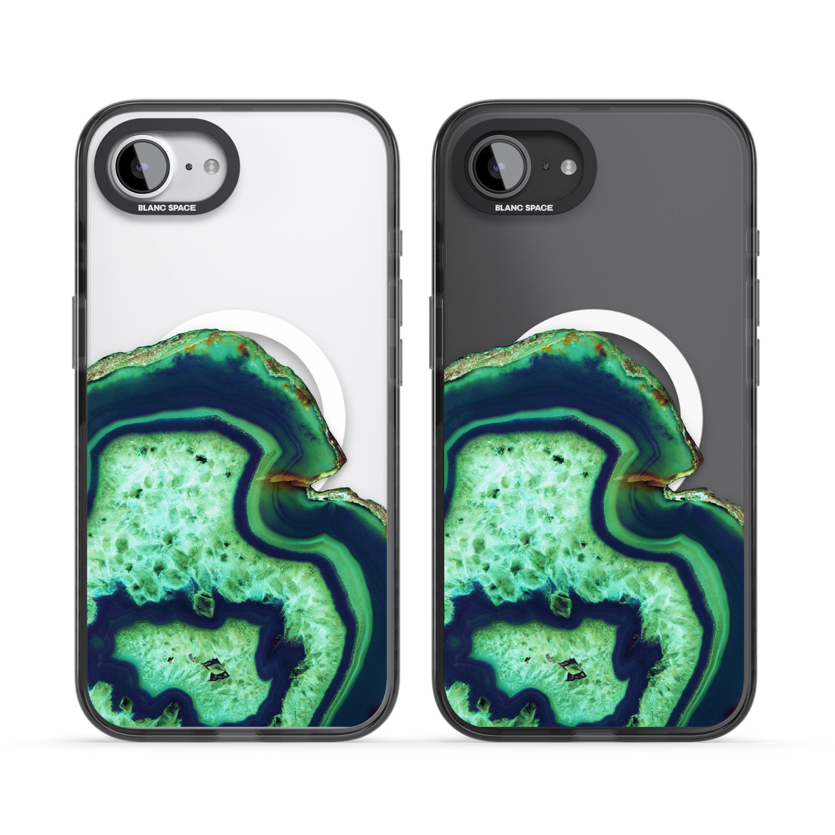 Neon Green & Blue Agate Crystal Transparent Design