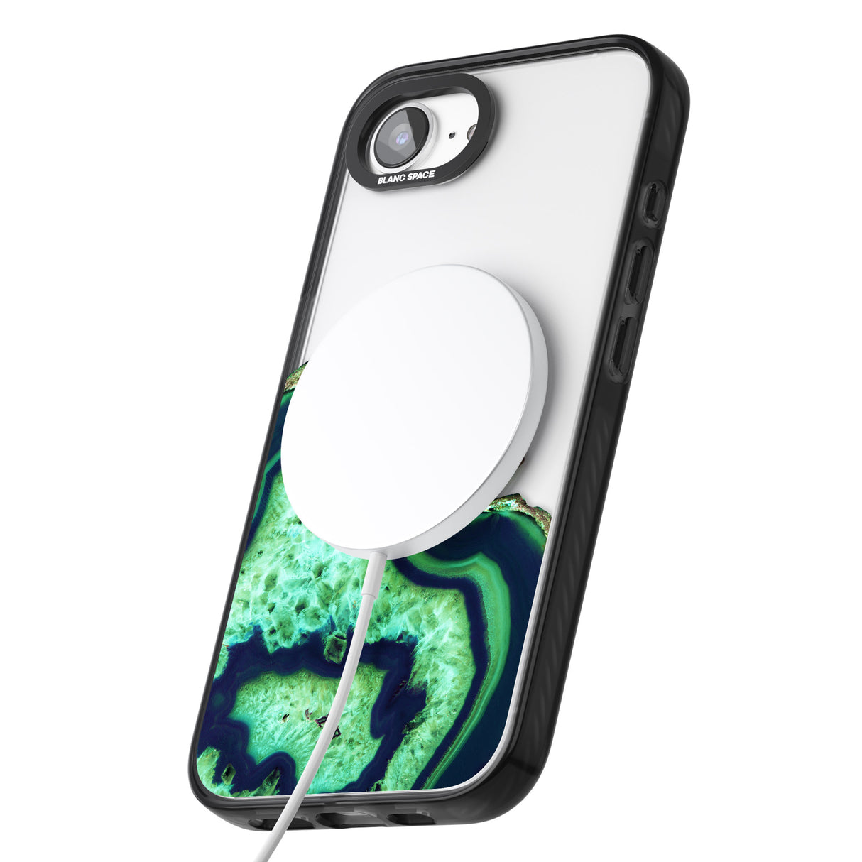 Neon Green & Blue Agate Crystal Transparent Design