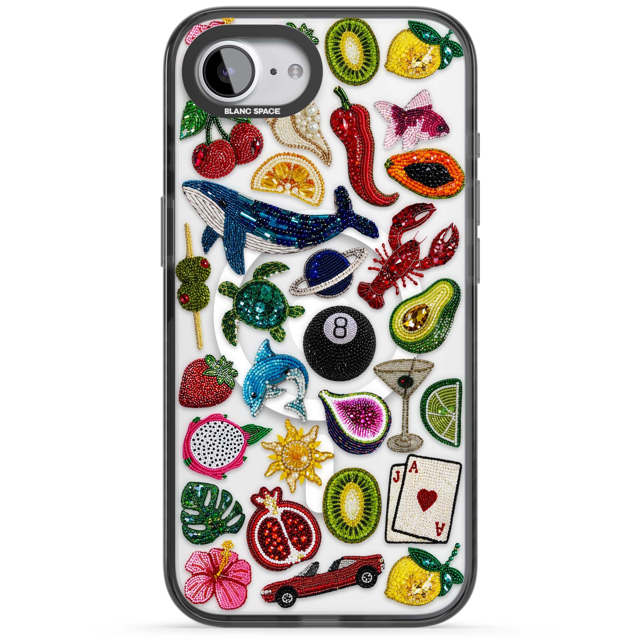 Beaded Mix cute iPhone case | Black Impact Magsafe case for iPhone 16e, iPhone 17e
