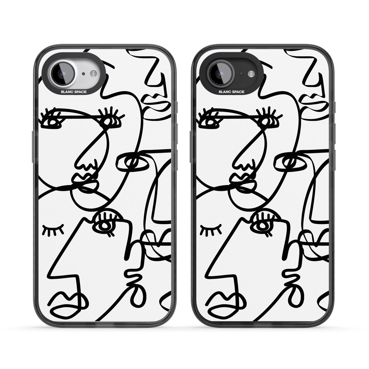 Abstract Continuous Line Faces Black on White