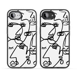Abstract Continuous Line Faces Black on White