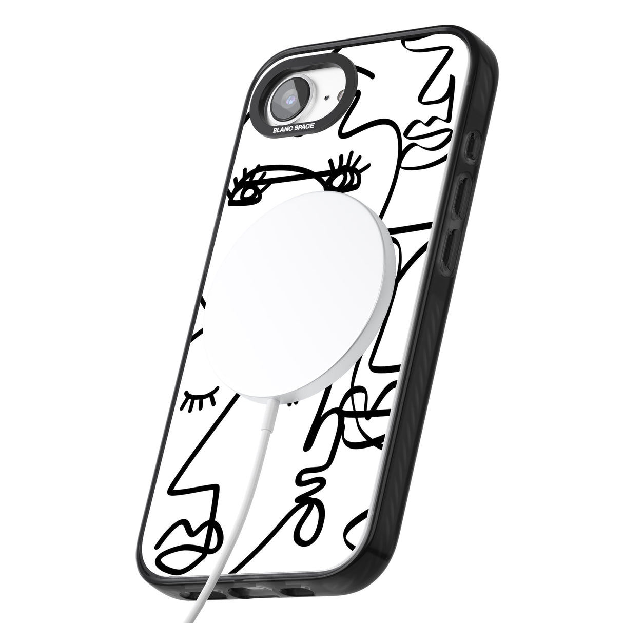 Abstract Continuous Line Faces Black on White