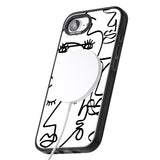 Abstract Continuous Line Faces Black on White