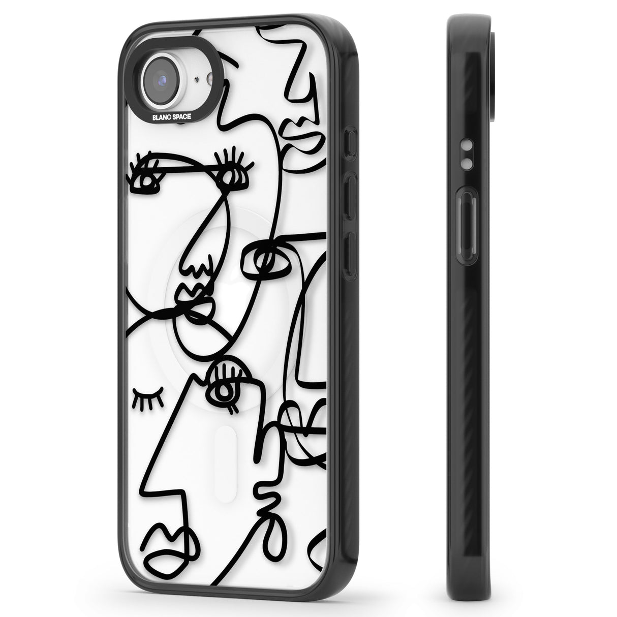 Abstract Continuous Line Faces Black on Clear
