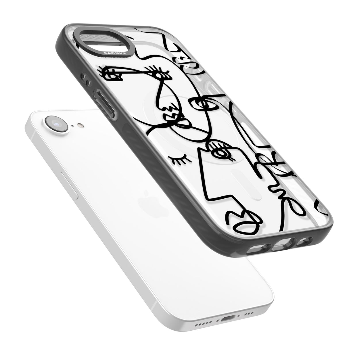 Abstract Continuous Line Faces Black on Clear