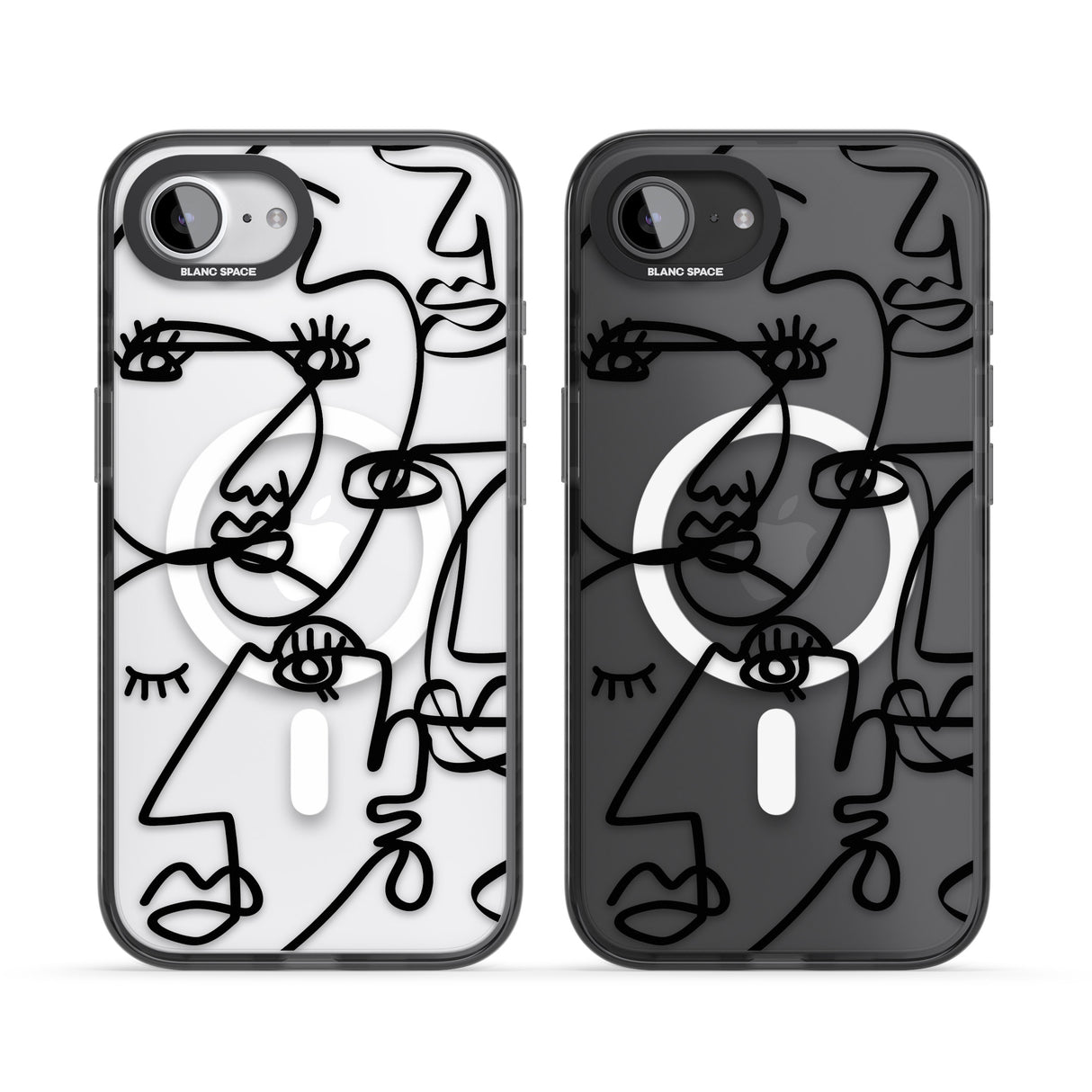 Abstract Continuous Line Faces Black on Clear