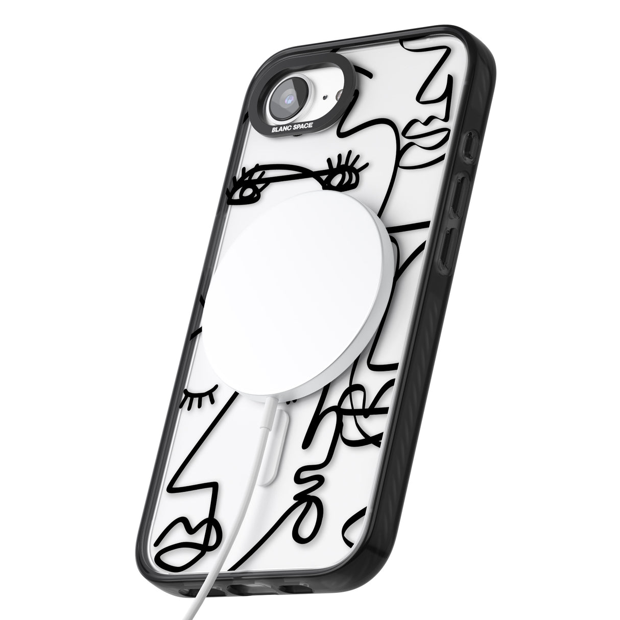 Abstract Continuous Line Faces Black on Clear