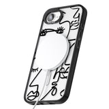 Abstract Continuous Line Faces Black on Clear