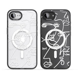 Abstract Continuous Line Faces White on Clear