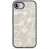 Abstract Continuous Line Faces White on Beige