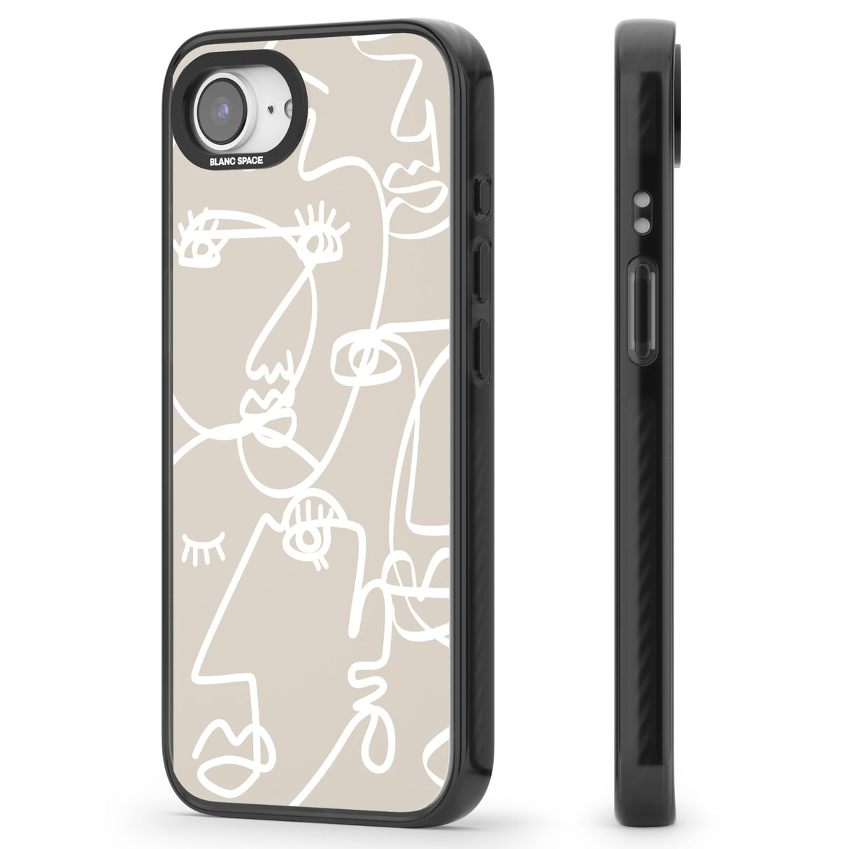 Abstract Continuous Line Faces White on Beige