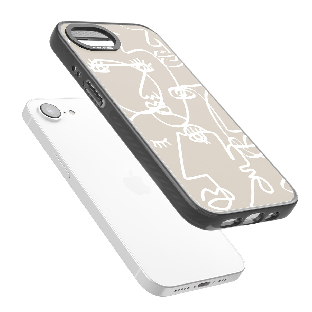 Abstract Continuous Line Faces White on Beige