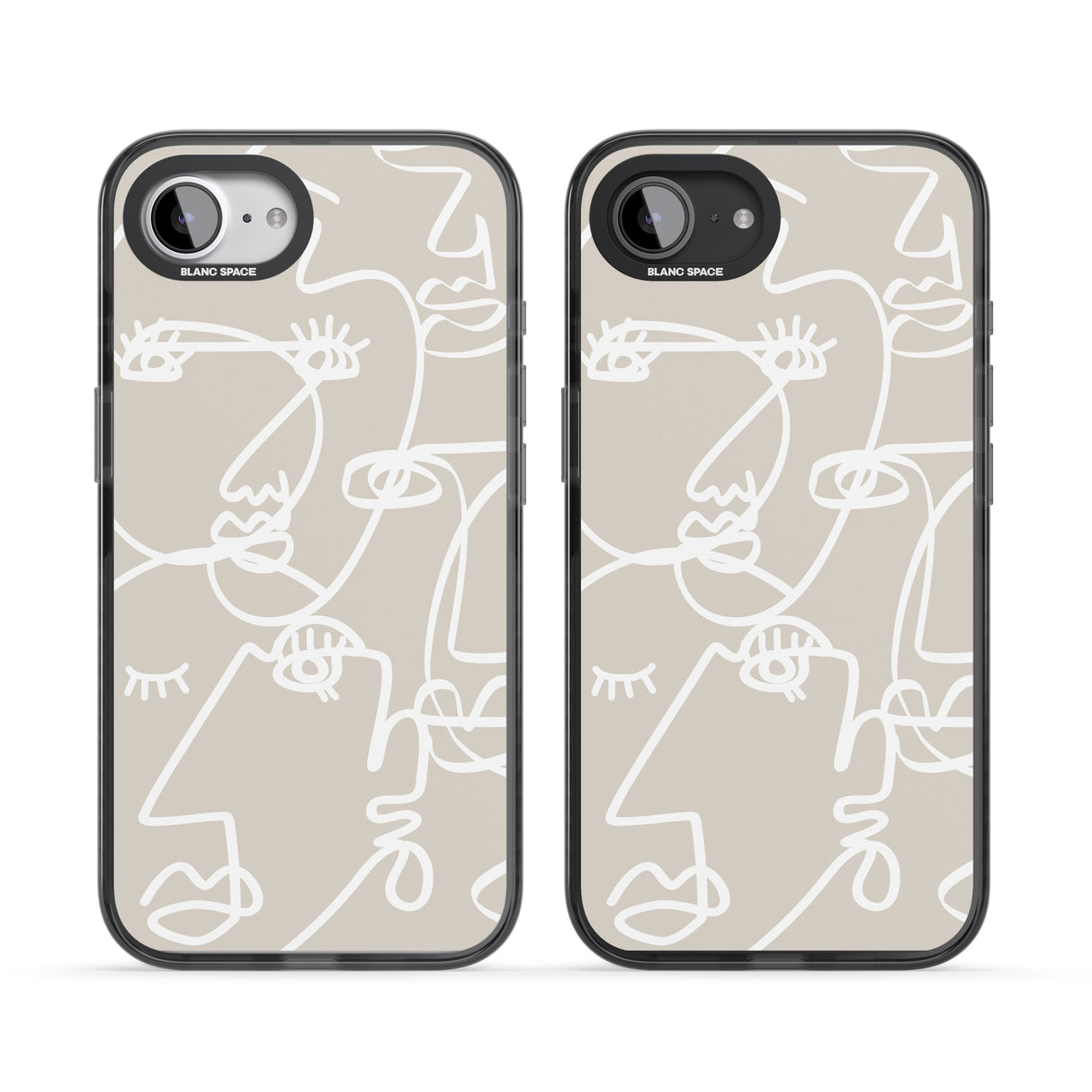 Abstract Continuous Line Faces White on Beige