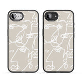 Abstract Continuous Line Faces White on Beige