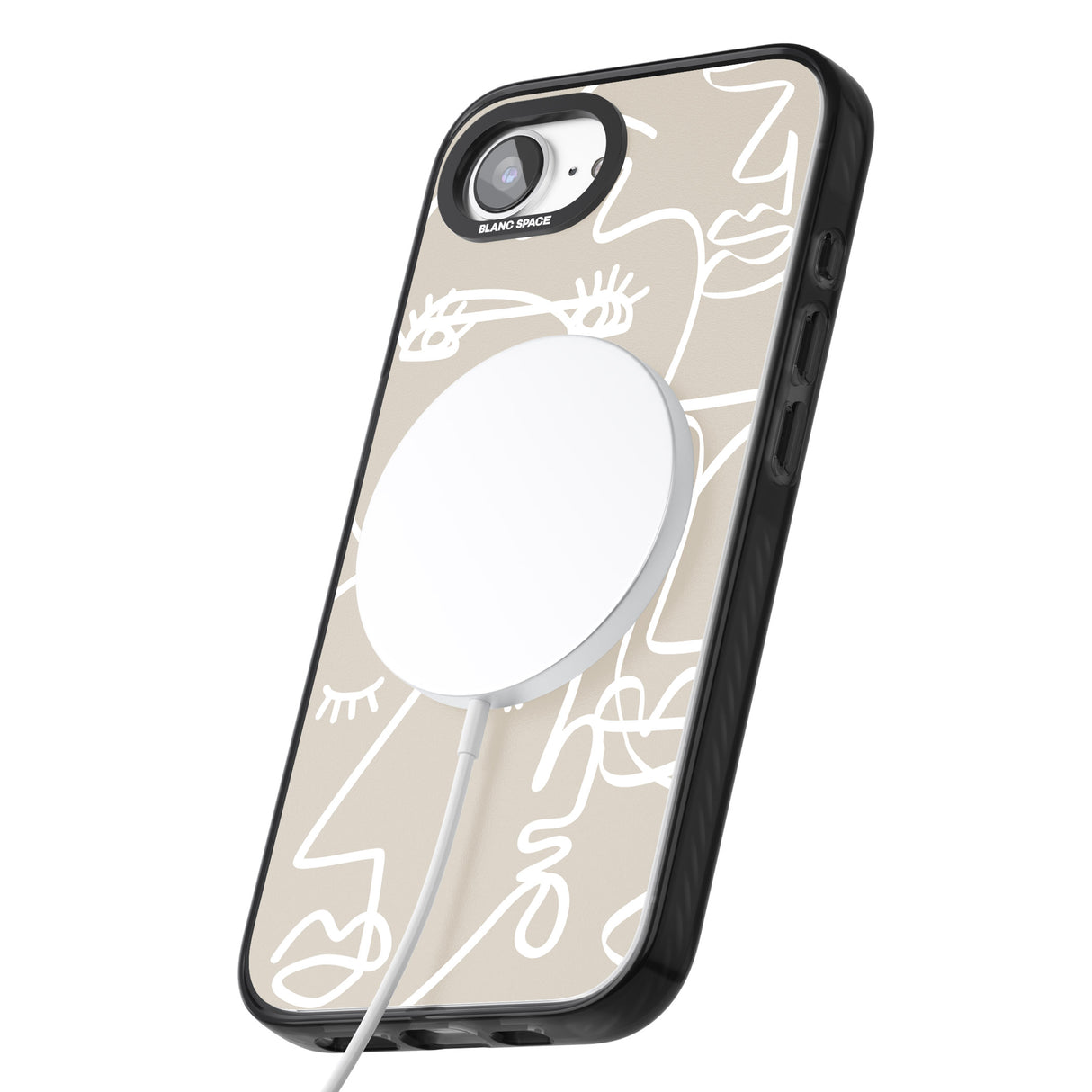 Abstract Continuous Line Faces White on Beige