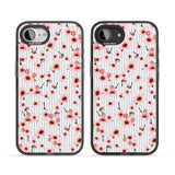 Cherry Blossoms on Blue Stripes Pattern