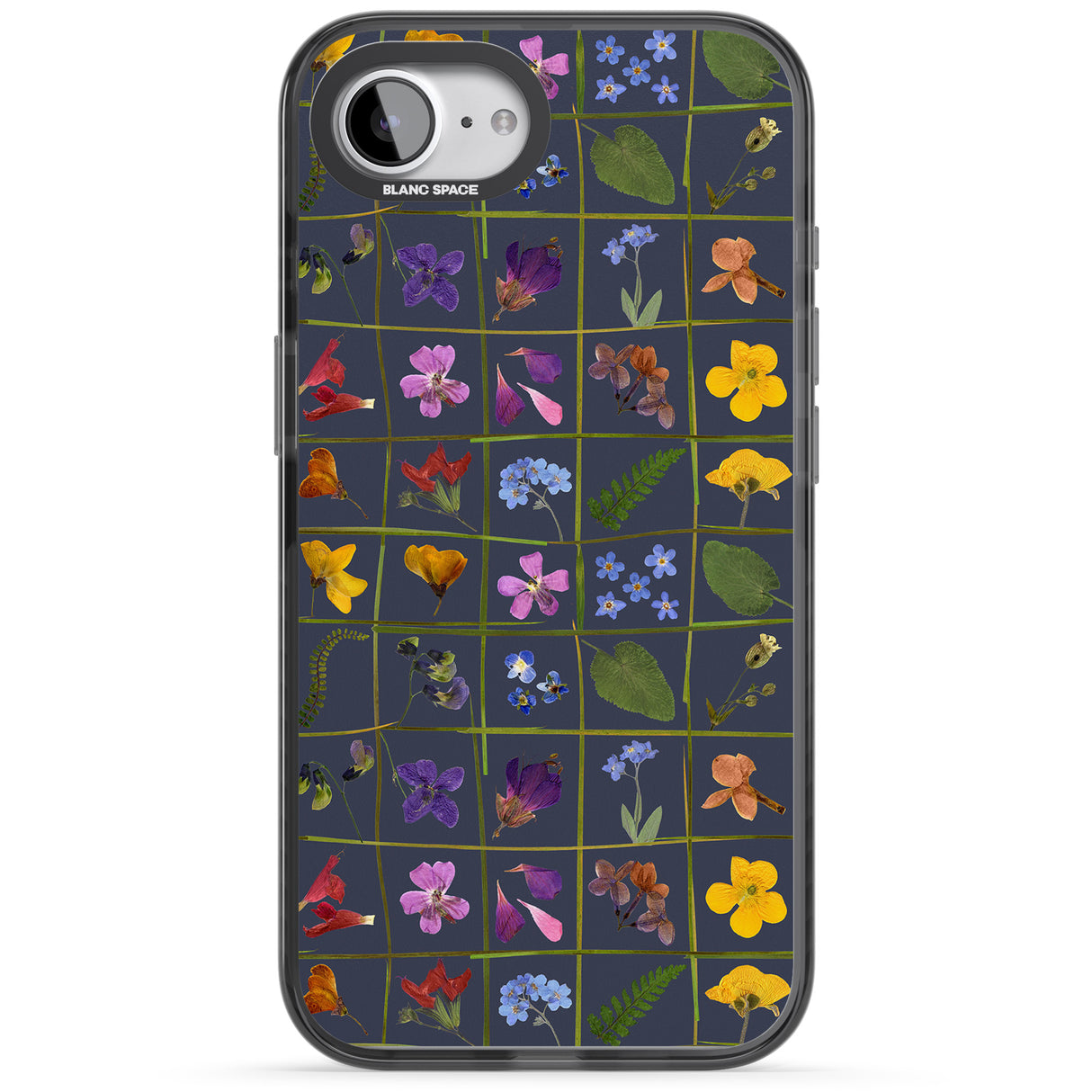 Wildflower Grid Boxes Pattern - Navy