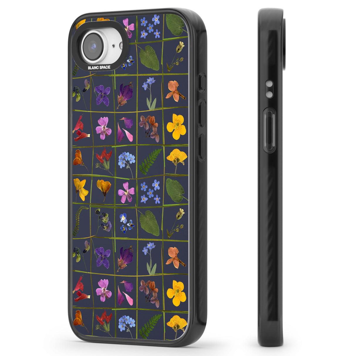 Wildflower Grid Boxes Pattern - Navy