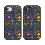 Wildflower Grid Boxes Pattern - Navy