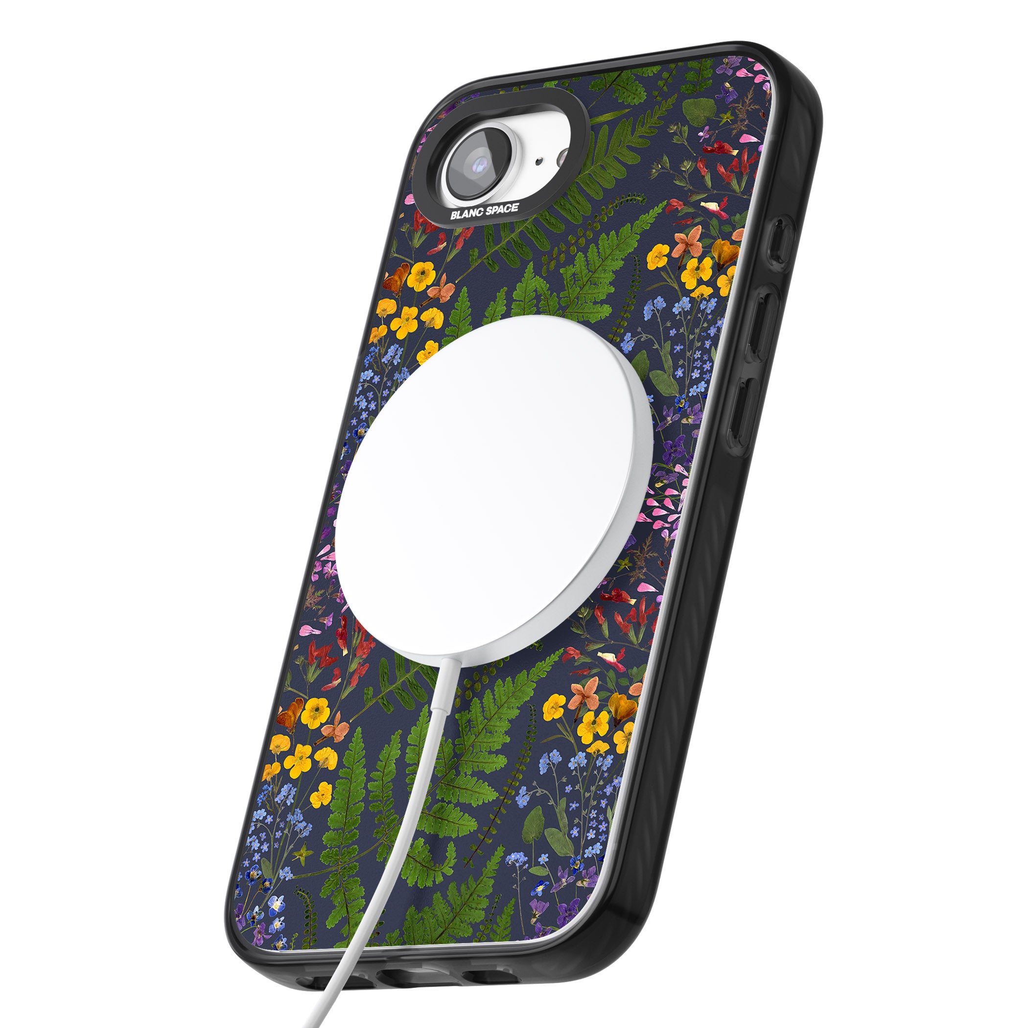 Busy Floral And Fern Design Navy