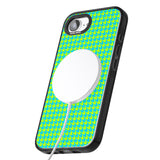 Neon Lime & Turquoise Houndstooth Pattern