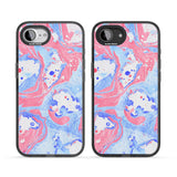 Pink, Blue & White Marbled Paper Pattern