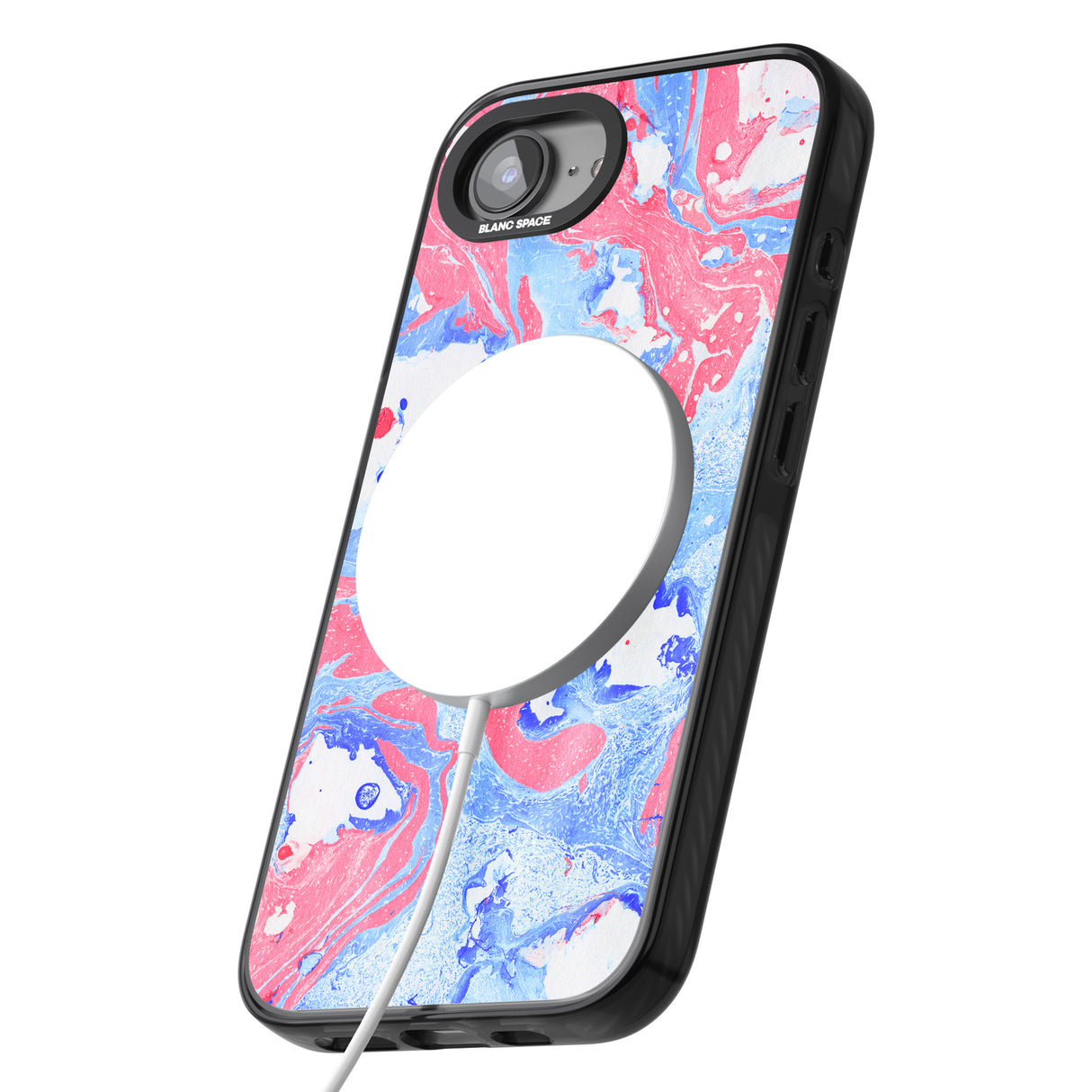 Pink, Blue & White Marbled Paper Pattern