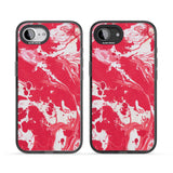 Red & White - Marbled Paper