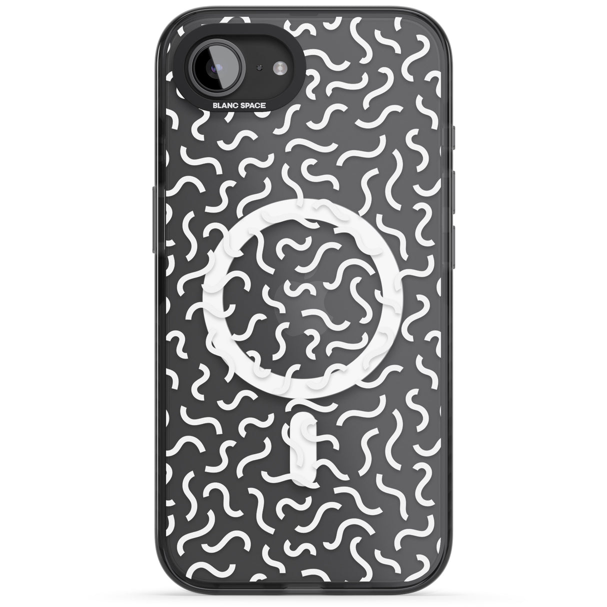 White Wavy Squiggles Memphis Retro Pattern Design