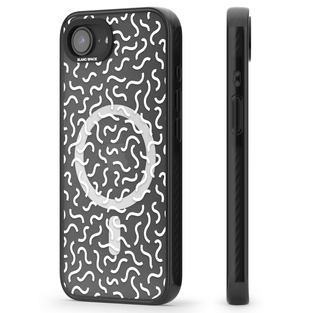 White Wavy Squiggles Memphis Retro Pattern Design