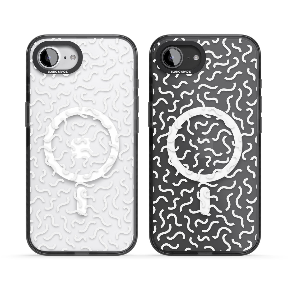 White Wavy Squiggles Memphis Retro Pattern Design