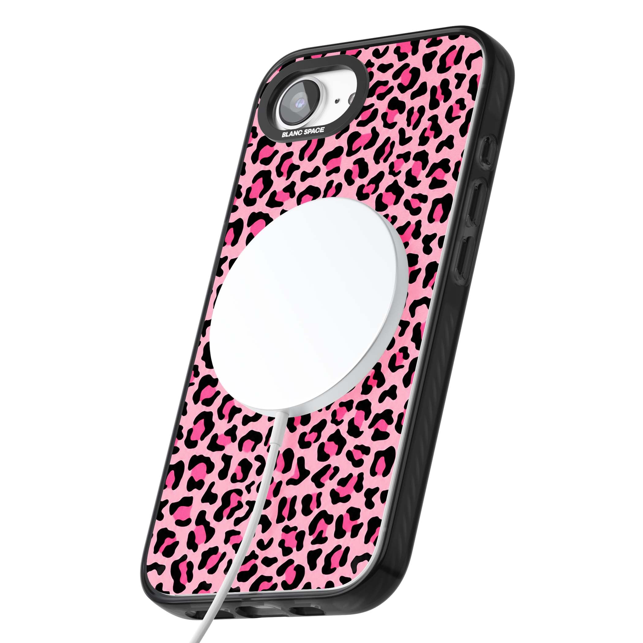 Pink Leopard baddie iPhone case | Black Impact Magsafe case for iPhone 16e, iPhone 17e