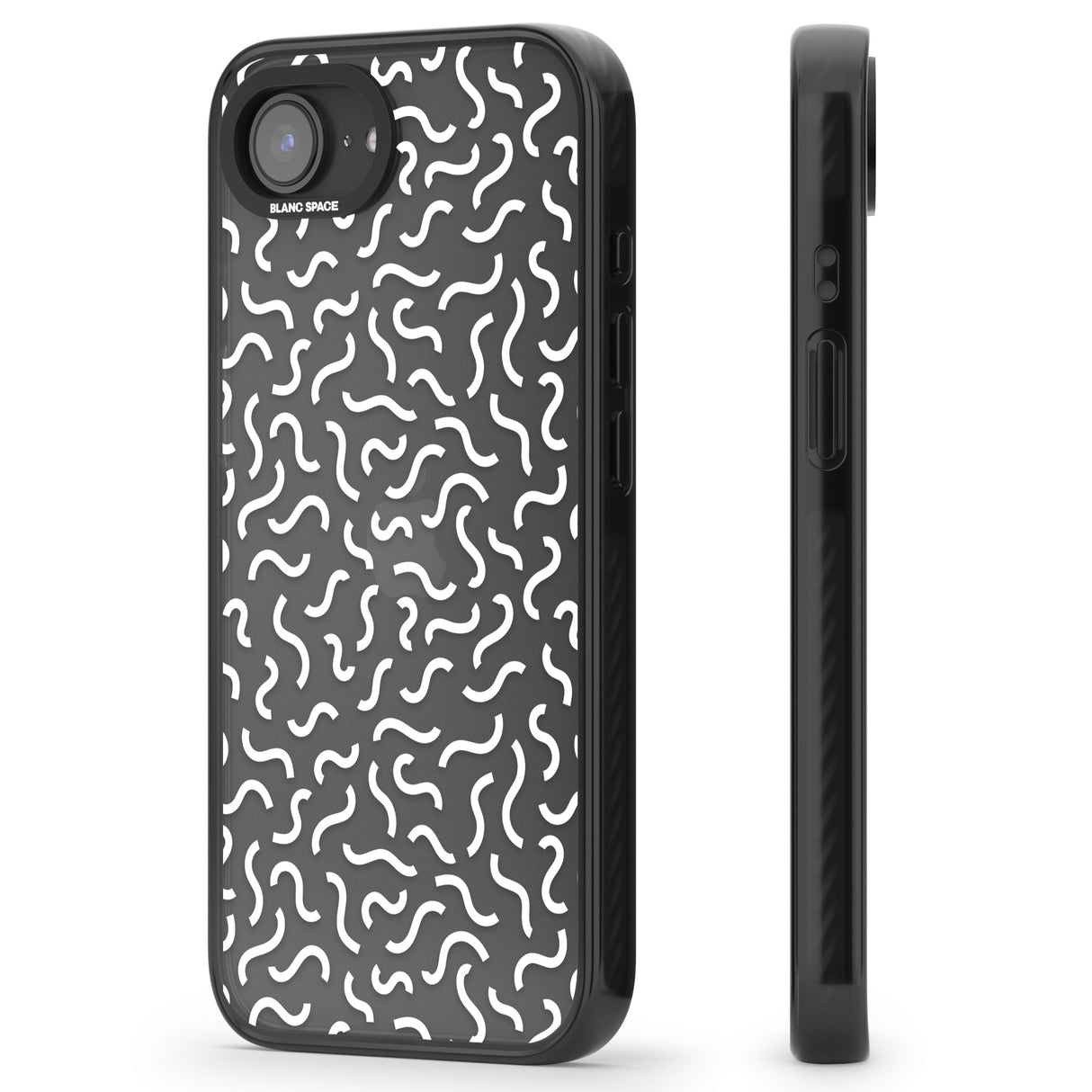 White Wavy Squiggles Memphis Retro Pattern Design