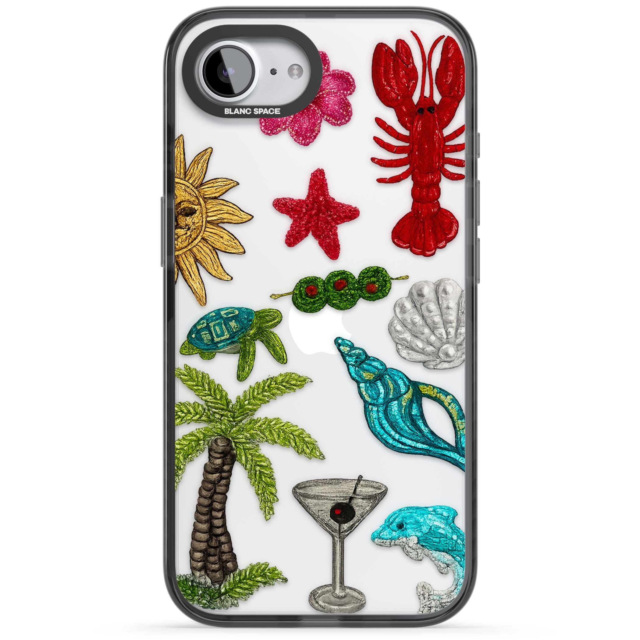 Painted Coastal Pattern coastal iPhone case | Black Impact case for iPhone 16e, iPhone 17e