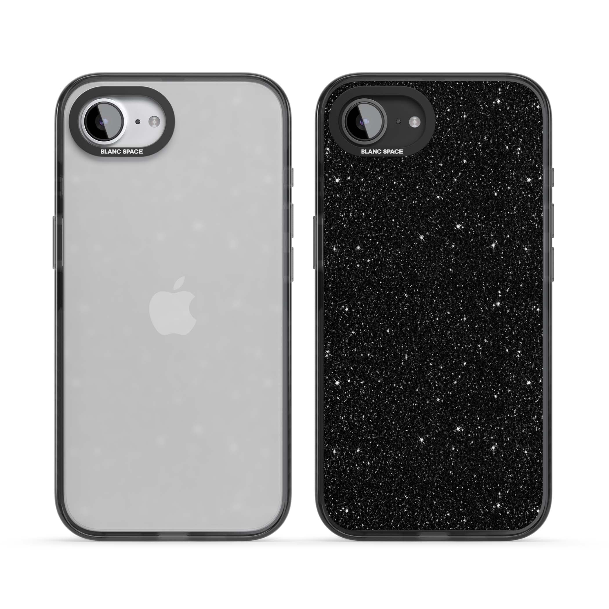 Black Glitter black glitter iPhone case featuring an all-over sparkly shimmer pattern on a jet black base | Black Impact case for iPhone 16e, iPhone 17e
