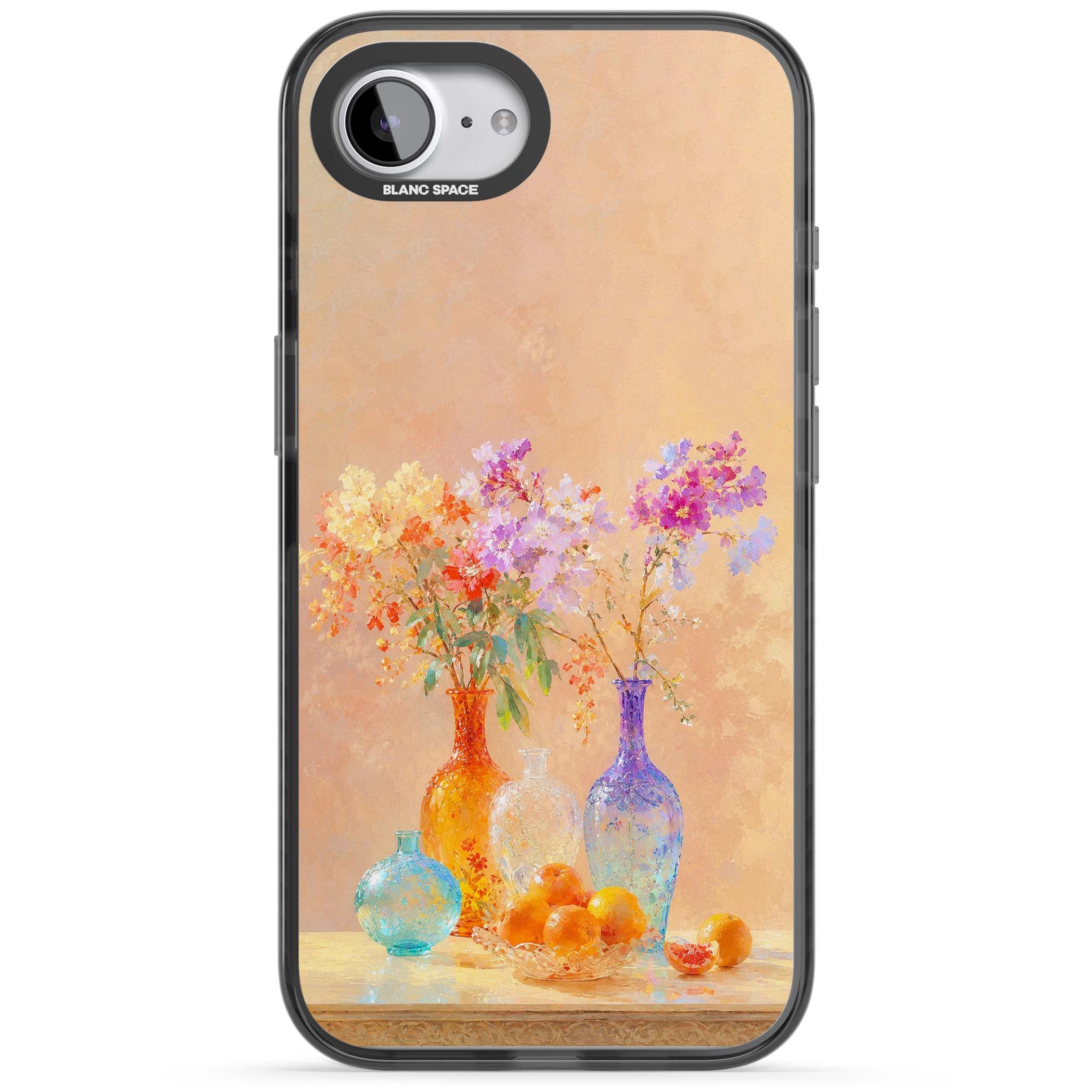Peach Glass art iPhone case | Black Impact case for iPhone 16e, iPhone 17e