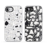 Cartoon Cat Collage - Black & White