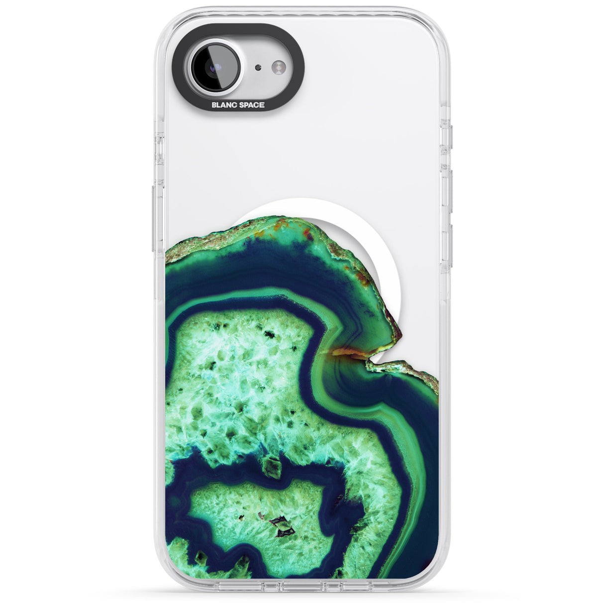 Neon Green & Blue Agate Crystal Transparent Design