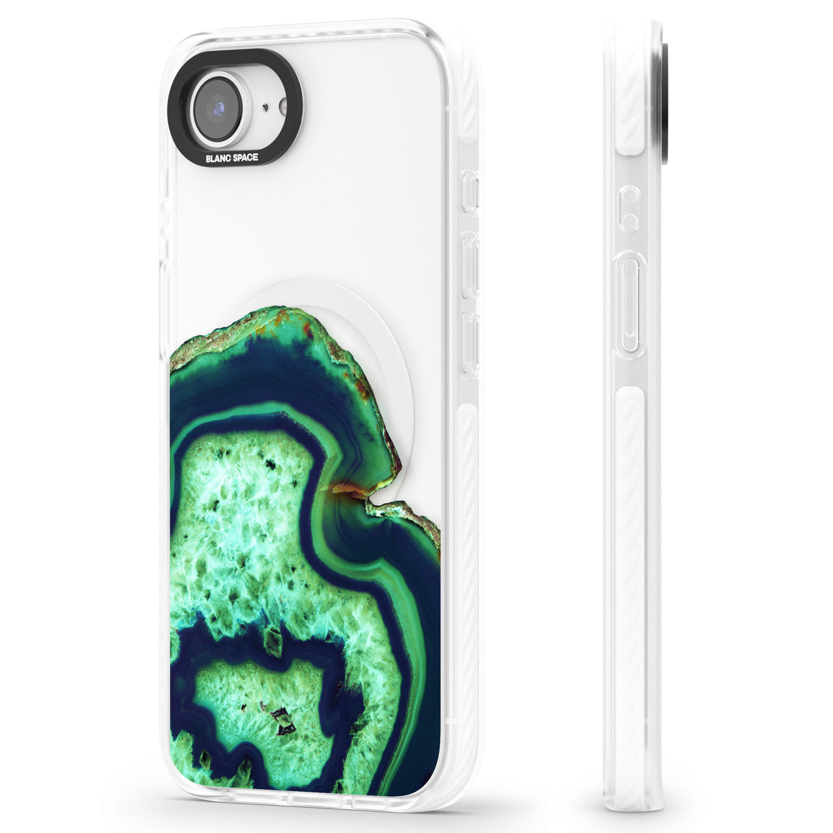 Neon Green & Blue Agate Crystal Transparent Design