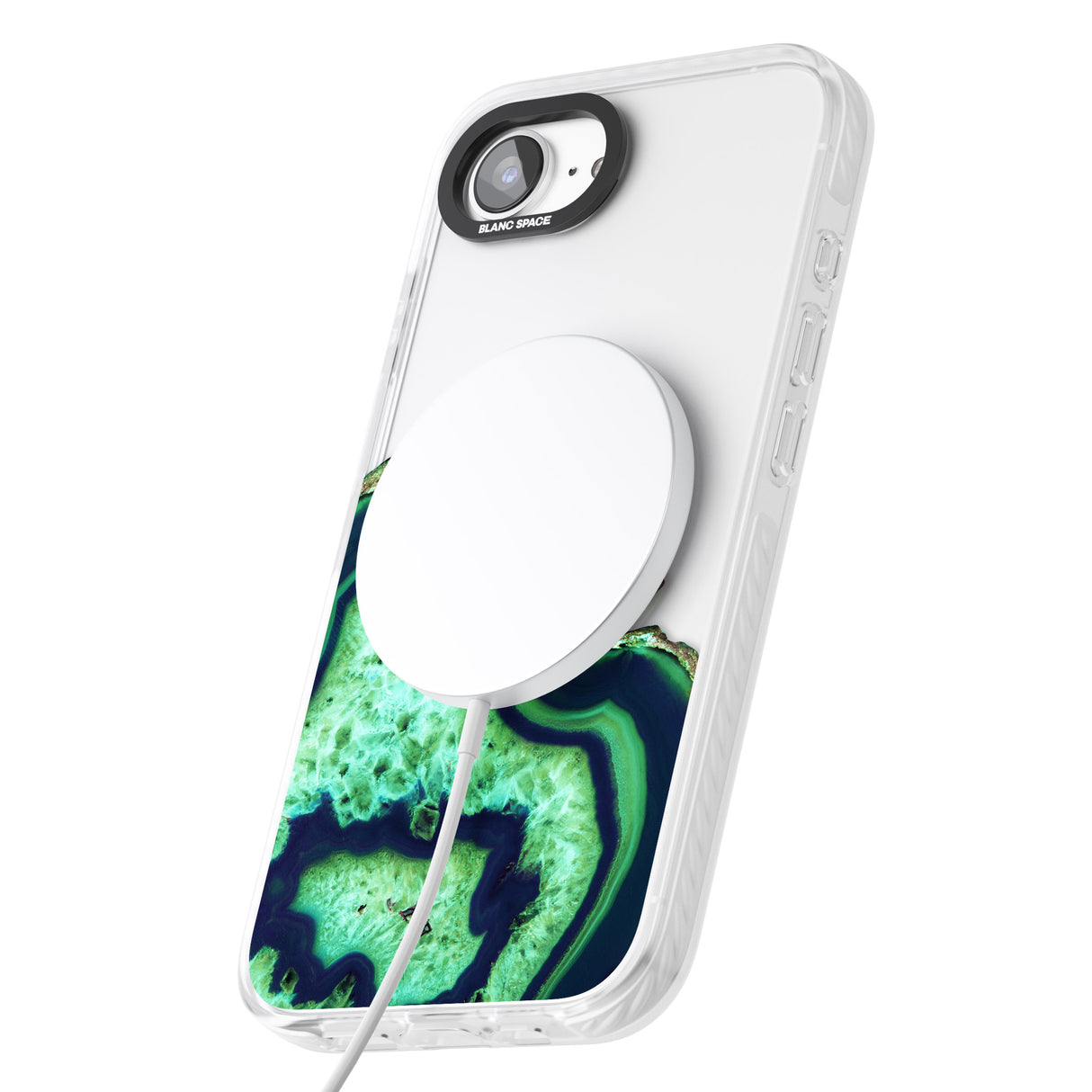 Neon Green & Blue Agate Crystal Transparent Design