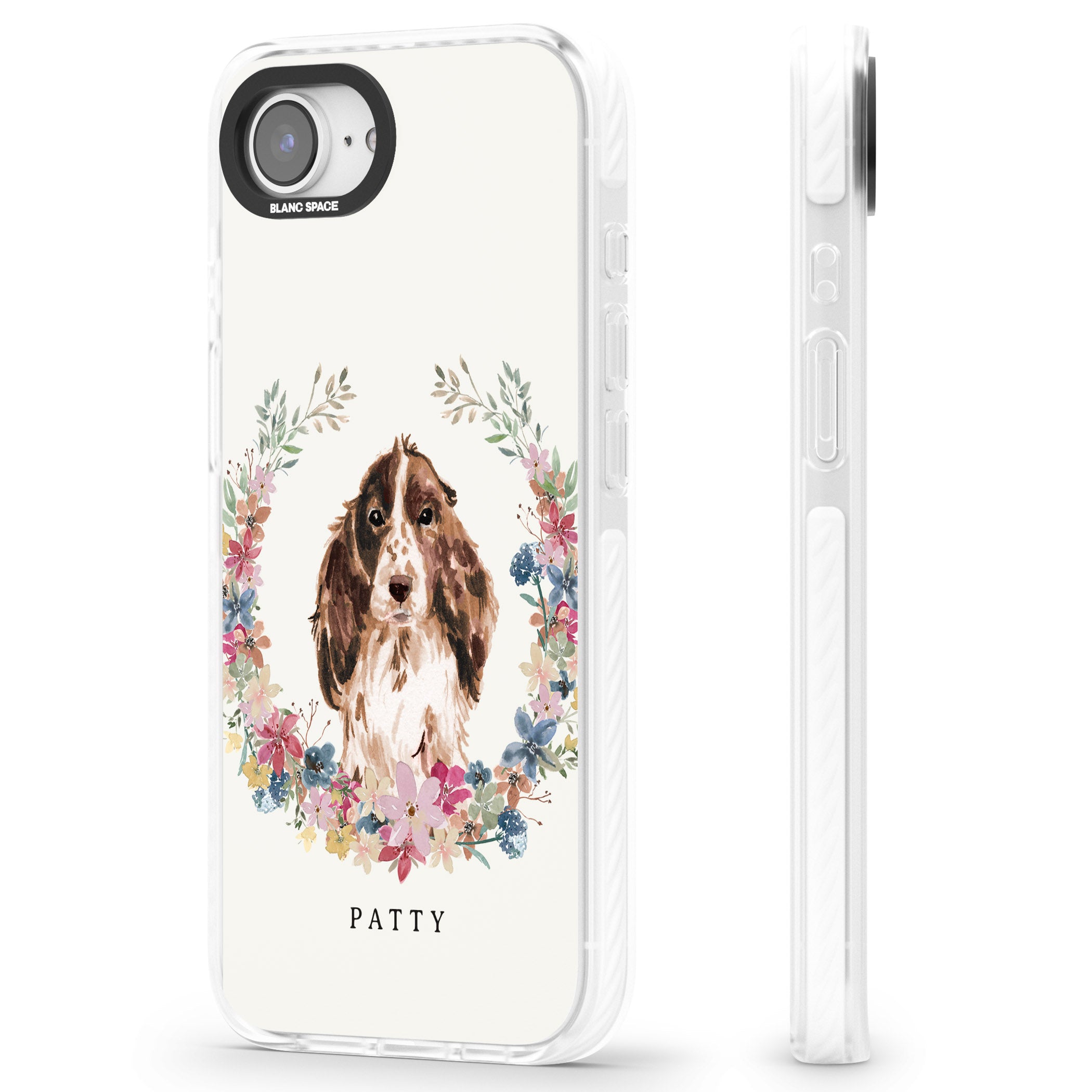 Personalised Cocker Spaniel Floral Portrait