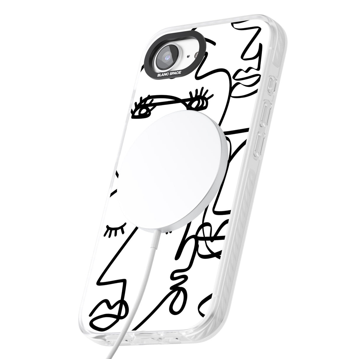 Abstract Continuous Line Faces Black on White