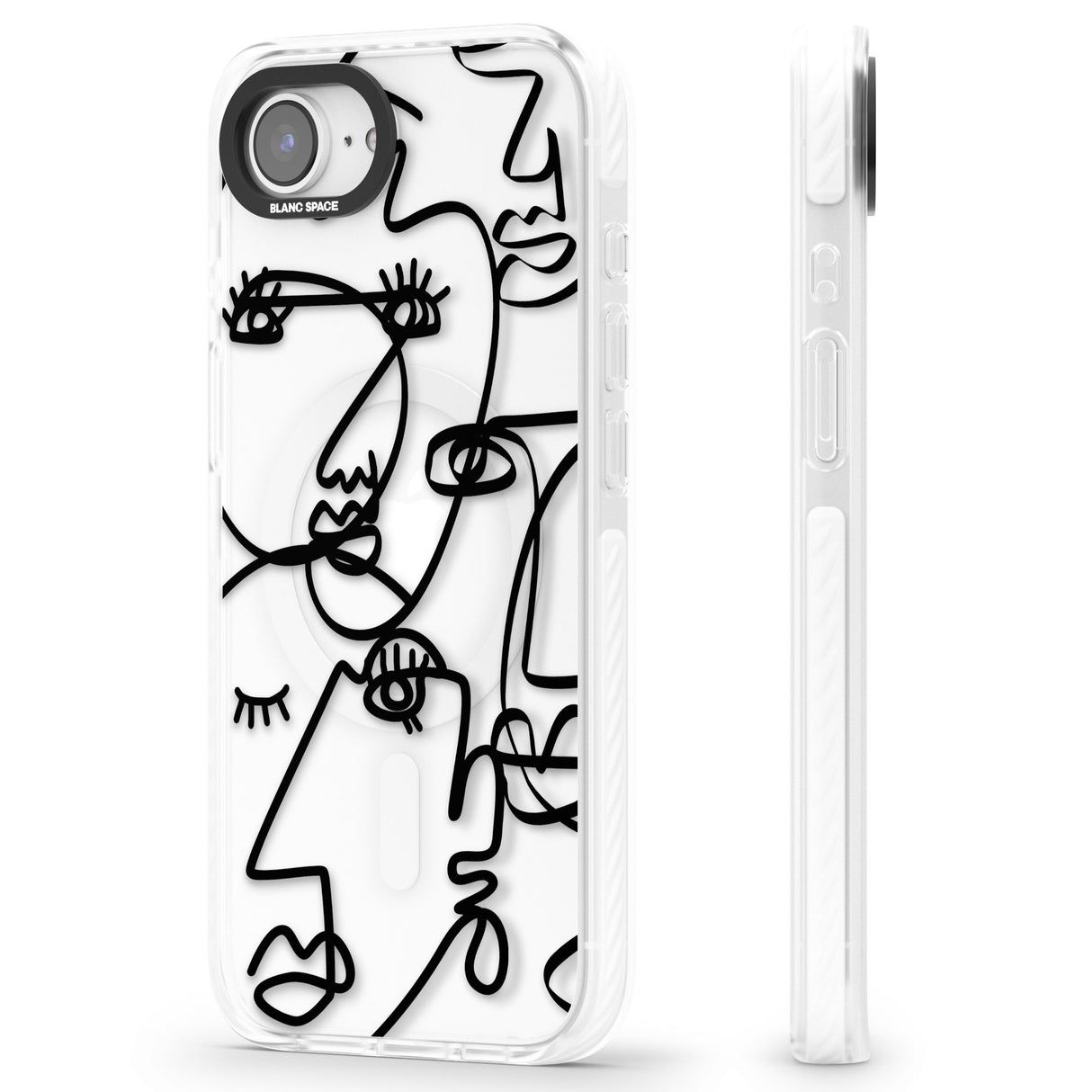 Abstract Continuous Line Faces Black on Clear