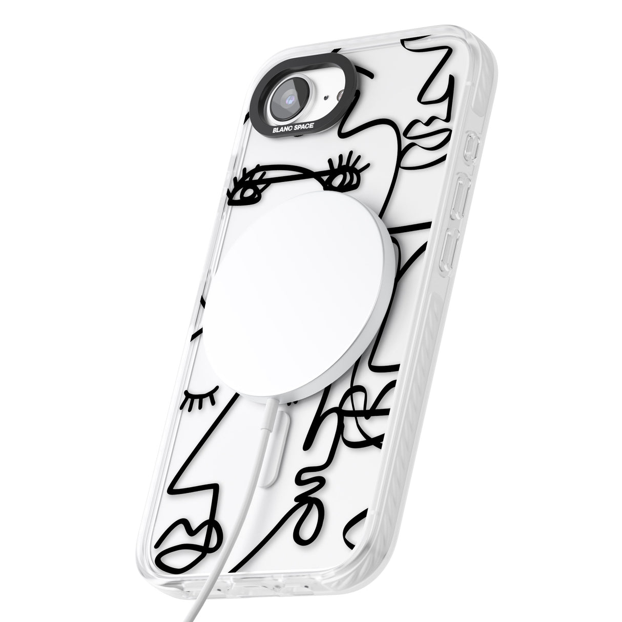 Abstract Continuous Line Faces Black on Clear