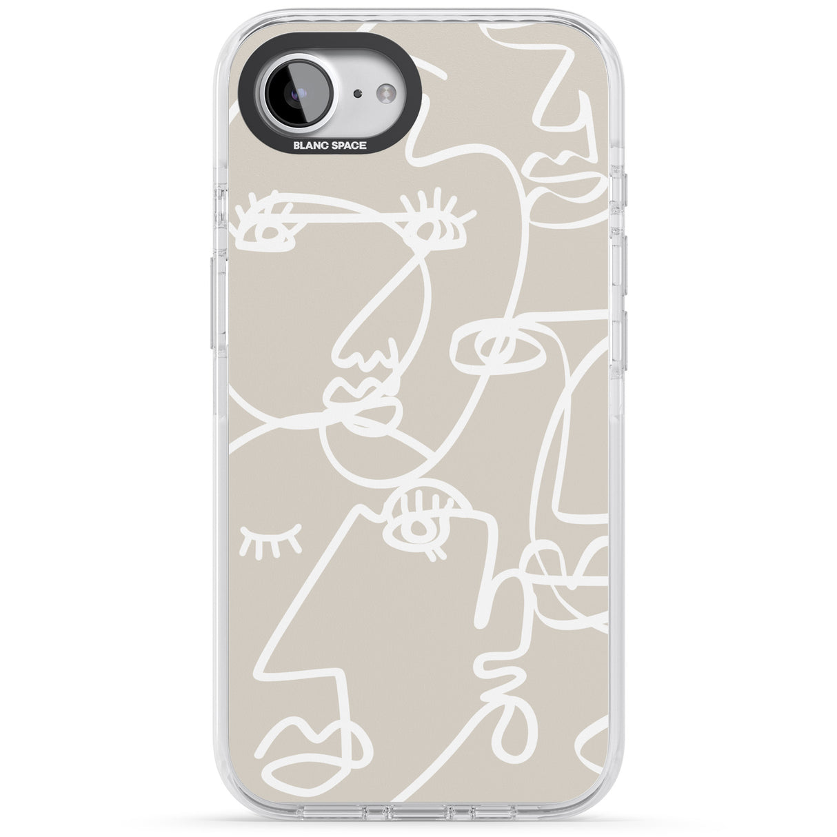 Abstract Continuous Line Faces White on Beige
