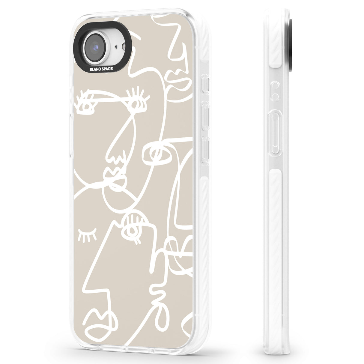 Abstract Continuous Line Faces White on Beige