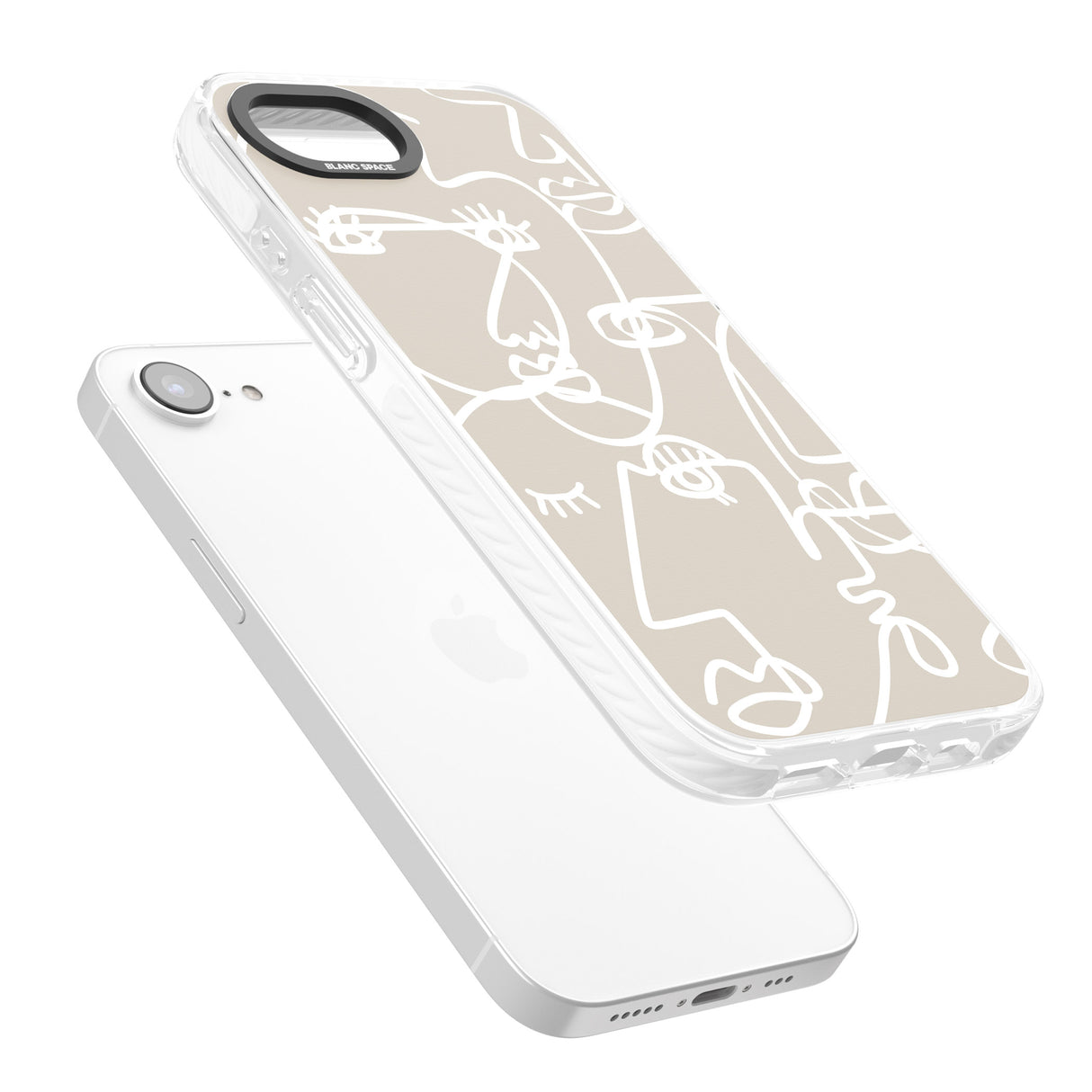 Abstract Continuous Line Faces White on Beige